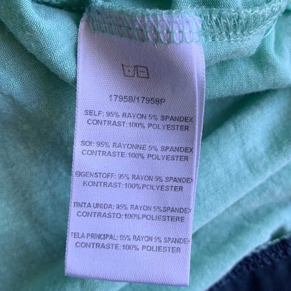 Dolan Scoop Neck Longline Mint Green & Navy Short Sleeve Tee Size Small - Picture 8 of 11